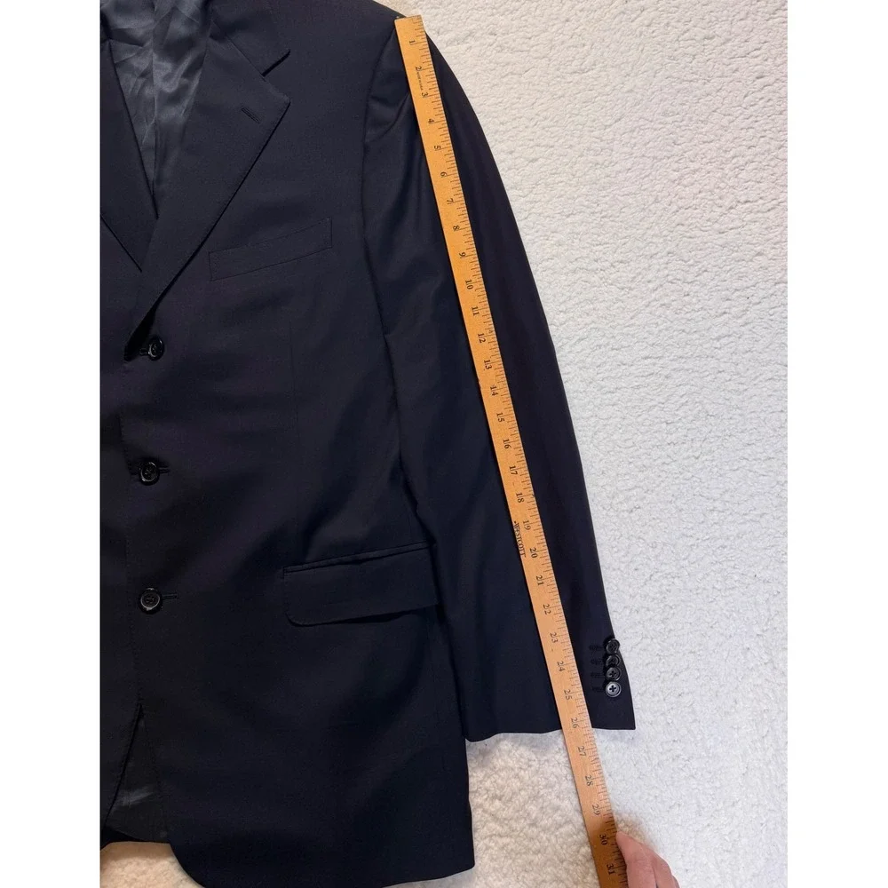Ermenegildo‎ Zegna Mens Navy Blue 100% Wool 3-Button Suit Jacket Blazer 54 / 44R